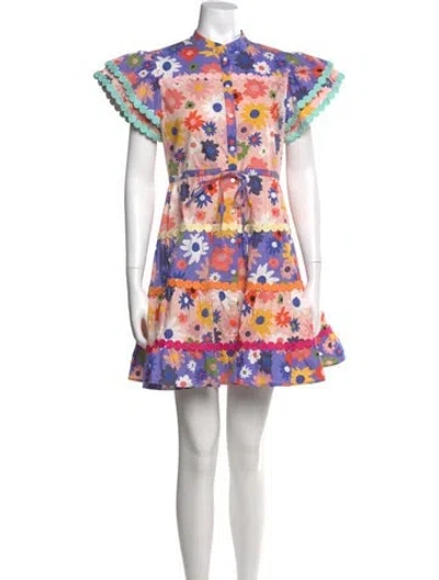 Pre-owned Celia B Floral Print Long Dress In Green