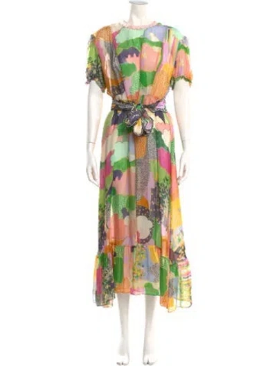 Pre-owned Celia B Floral Print Long Dress In Multi