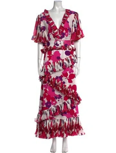 Pre-owned Celia B Floral Print Long Dress In Multi