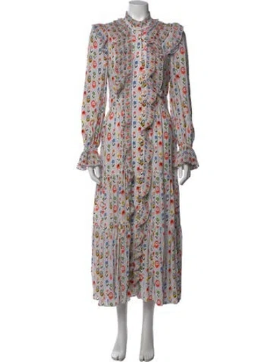 Pre-owned Celia B Floral Print Long Dress In Multicolor