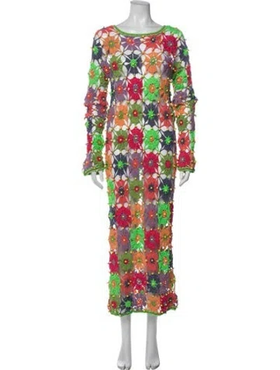 Pre-owned Celia B Floral Print Long Dress In Multicolor