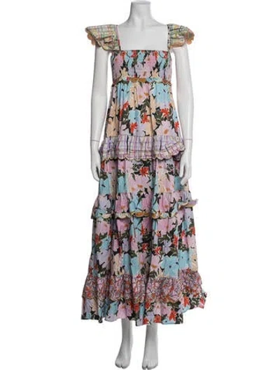 Pre-owned Celia B Floral Print Long Dress In Multicolor