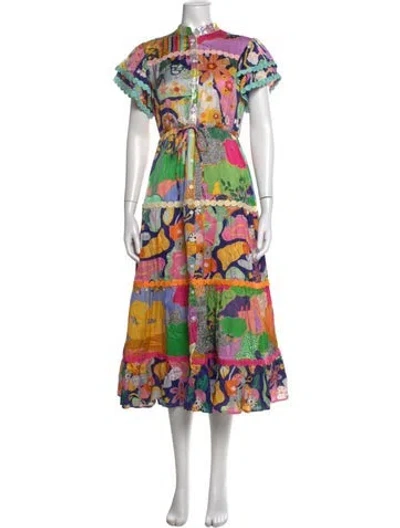 Pre-owned Celia B Floral Print Long Dress In Orange