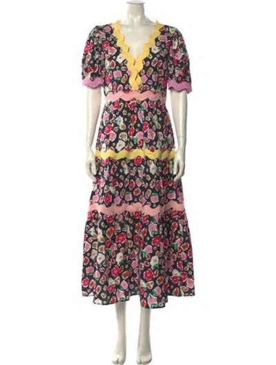 Pre-owned Celia B Floral Print Long Dress In Pink