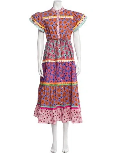 Pre-owned Celia B Floral Print Long Dress In Pink