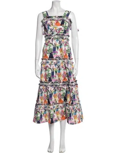 Pre-owned Celia B Floral Print Long Dress In Pink