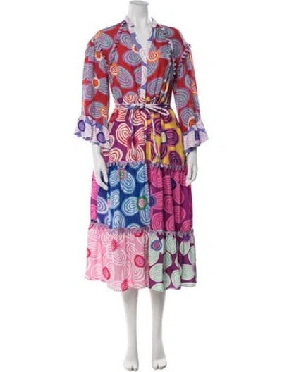 Pre-owned Celia B Floral Print Long Dress In Pink