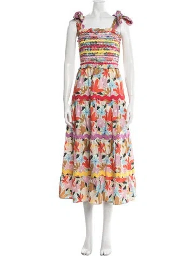 Pre-owned Celia B Floral Print Long Dress In Pink