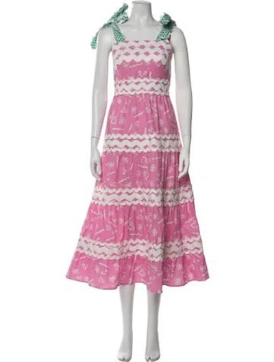 Pre-owned Celia B Floral Print Long Dress In Pink