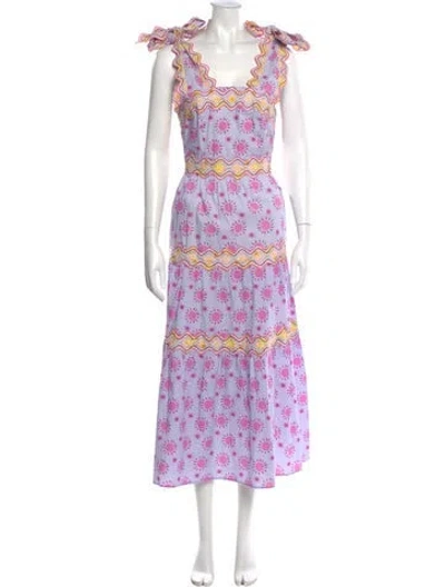 Pre-owned Celia B Floral Print Long Dress In Purple