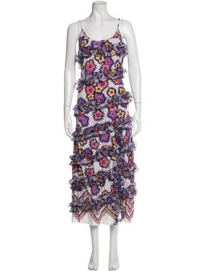 Pre-owned Celia B Floral Print Long Dress In Purple