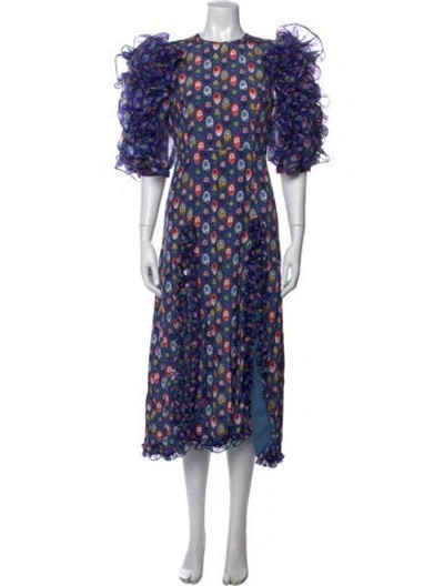 Pre-owned Celia B Floral Print Long Dress W/ Tags In Blue