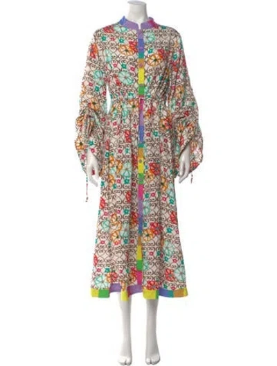 Pre-owned Celia B Floral Print Long Dress W/ Tags In Orange