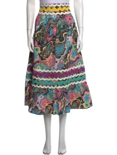 Pre-owned Celia B Floral Print Long Skirt In Green