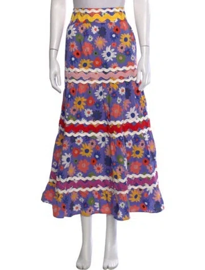 Pre-owned Celia B Floral Print Long Skirt In Multi
