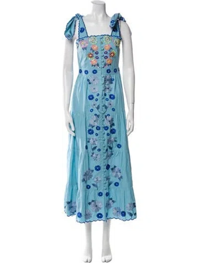 Pre-owned Celia B Floral Print Midi Length Dress In Blue