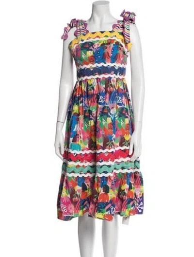 Pre-owned Celia B Floral Print Midi Length Dress In Blue
