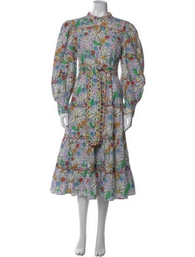 Pre-owned Celia B Floral Print Midi Length Dress In Blue