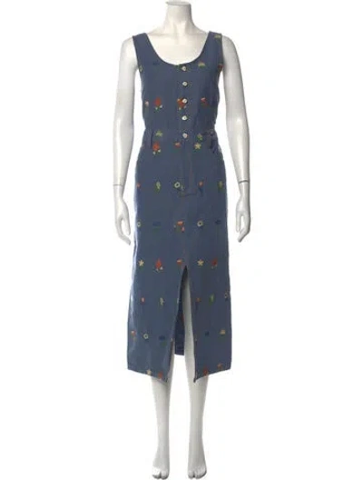 Pre-owned Celia B Floral Print Midi Length Dress In Blue