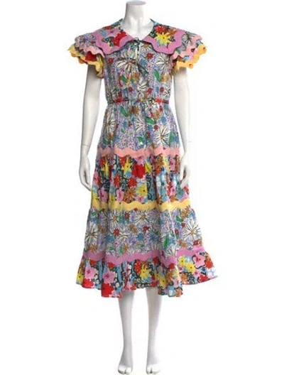 Pre-owned Celia B Floral Print Midi Length Dress In Pink