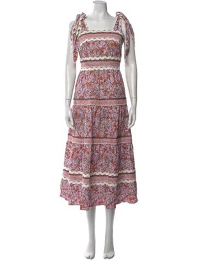 Pre-owned Celia B Floral Print Midi Length Dress In Pink