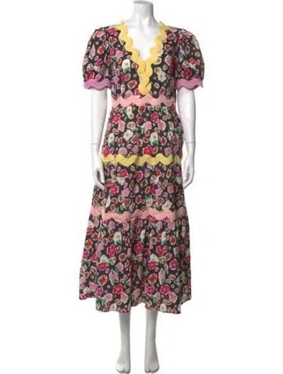 Pre-owned Celia B Floral Print Midi Length Dress In Pink