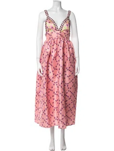 Pre-owned Celia B Floral Print Midi Length Dress In Pink