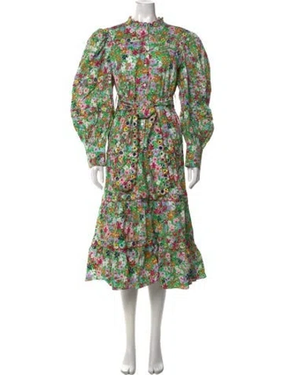 Pre-owned Celia B Floral Print Midi Length Dress W/ Tags In Green