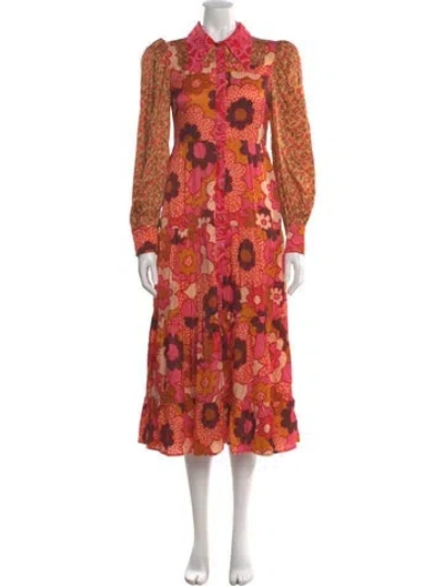 Pre-owned Celia B Floral Print Midi Length Dress W/ Tags In Multi
