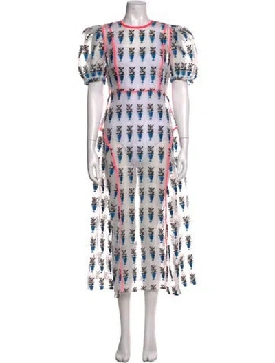 Pre-owned Celia B Floral Print Midi Length Dress W/ Tags In Neutrals