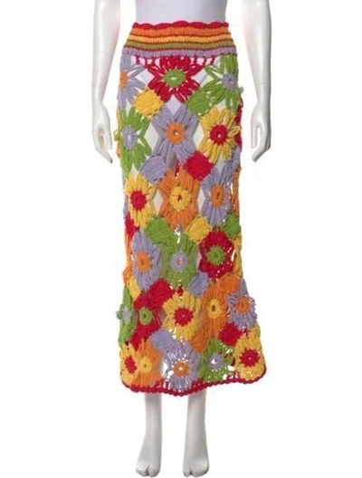 Pre-owned Celia B Floral Print Midi Length Skirt In Multi