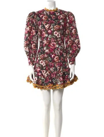 Pre-owned Celia B Floral Print Mini Dress In Black