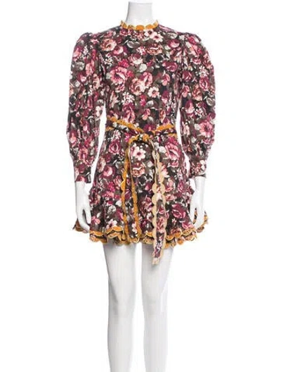 Pre-owned Celia B Floral Print Mini Dress In Black