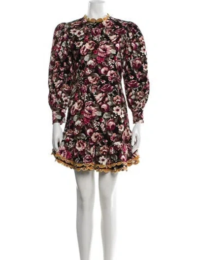 Pre-owned Celia B Floral Print Mini Dress In Black