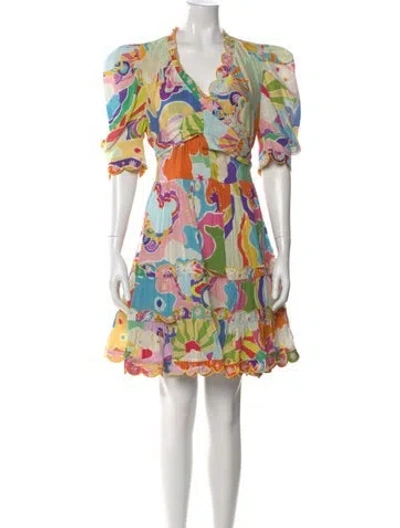 Pre-owned Celia B Floral Print Mini Dress In Blue