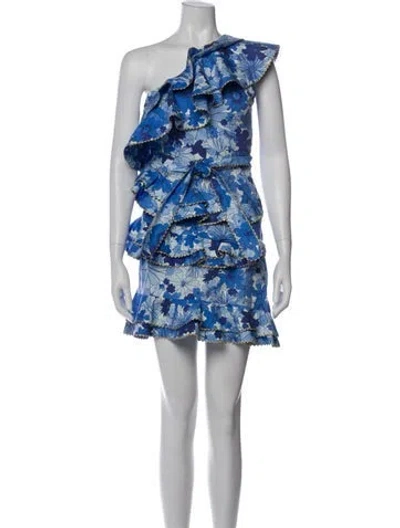 Pre-owned Celia B Floral Print Mini Dress In Blue