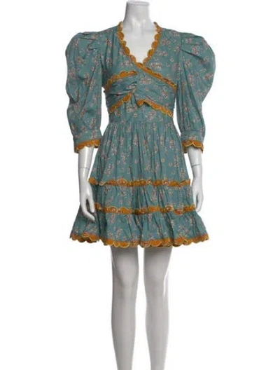 Pre-owned Celia B Floral Print Mini Dress In Blue
