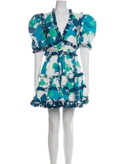 Pre-owned Celia B Floral Print Mini Dress In Blue