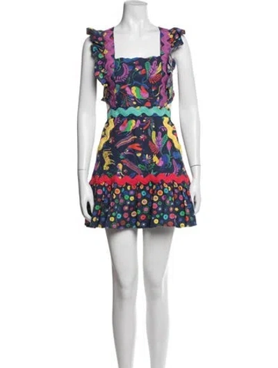 Pre-owned Celia B Floral Print Mini Dress In Blue
