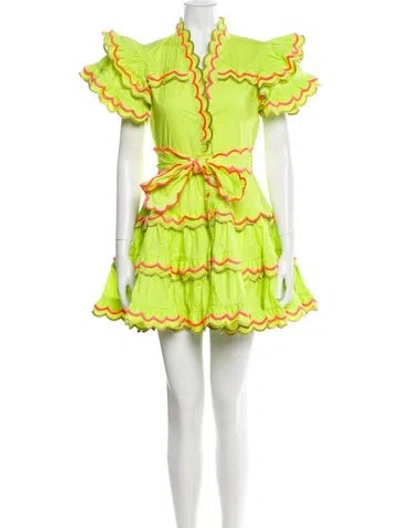 Pre-owned Celia B Floral Print Mini Dress In Green