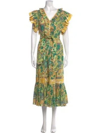 Pre-owned Celia B Floral Print Mini Dress In Green
