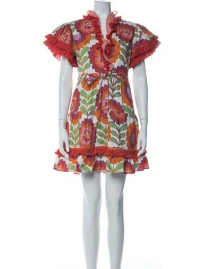 Pre-owned Celia B Floral Print Mini Dress In Green