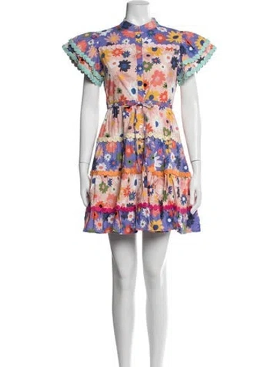 Pre-owned Celia B Floral Print Mini Dress In Green