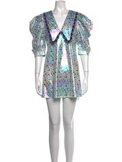 Pre-owned Celia B Floral Print Mini Dress In Green