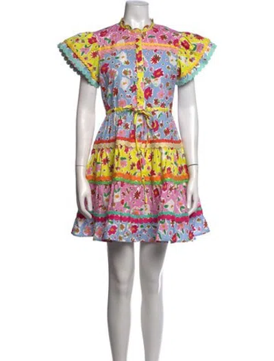 Pre-owned Celia B Floral Print Mini Dress In Green