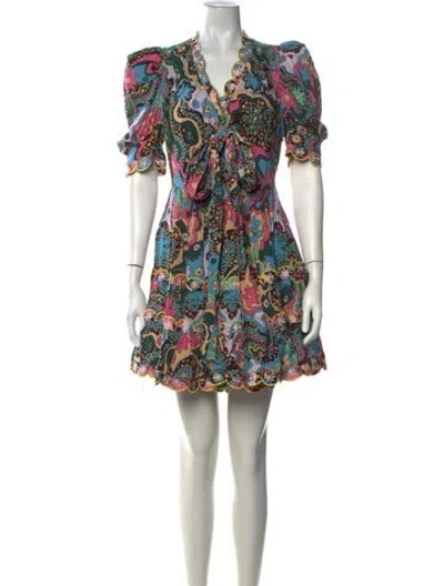 Pre-owned Celia B Floral Print Mini Dress In Green/pink