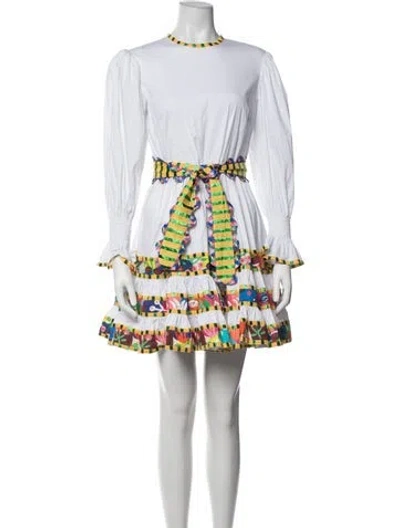Pre-owned Celia B Floral Print Mini Dress In Metallic/white