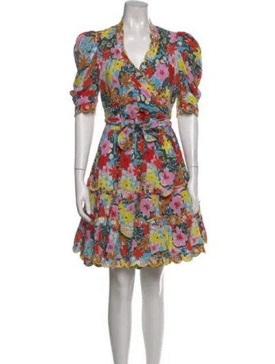 Pre-owned Celia B Floral Print Mini Dress In Multi