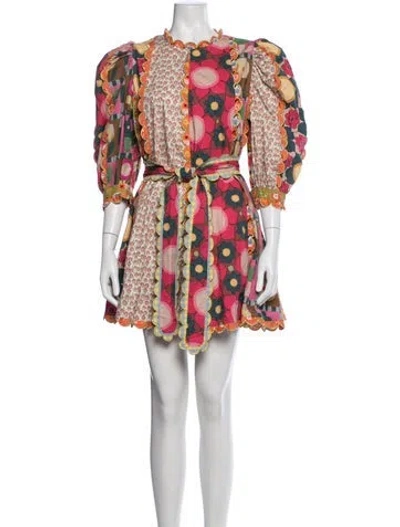 Pre-owned Celia B Floral Print Mini Dress In Multicolor