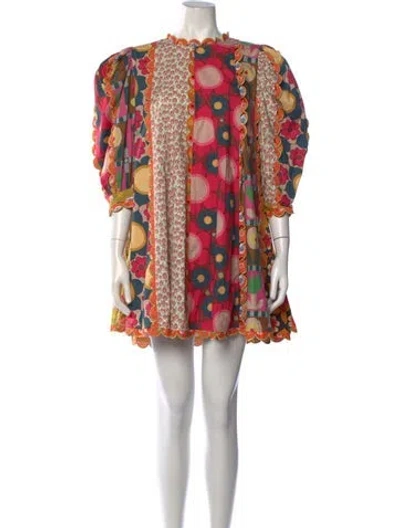 Pre-owned Celia B Floral Print Mini Dress In Multicolor